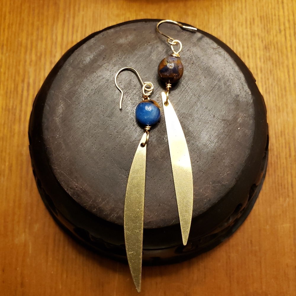 Sapphire Jasper Imperial Stones x Raw Brass Earrings